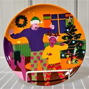 Aurélia Durand Holiday Family Design 8.5" Appetizer Decorative Stoneware Plate